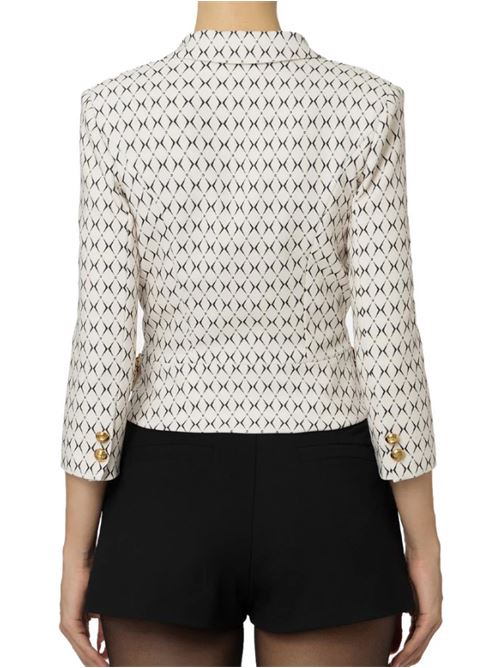 Giacca cropped in crêpe stretch stampa rombo con catena ELISABETTA FRANCHI | GIS8546E2.E84